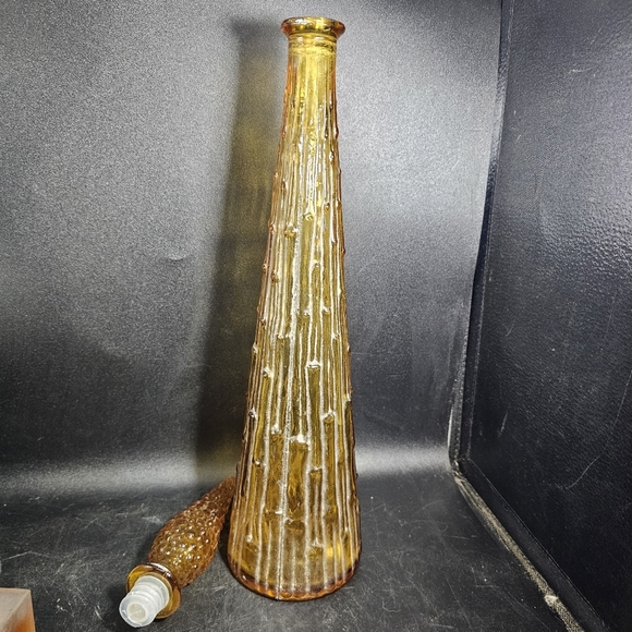 Elegant Vintage Empoli Amber Genie Glass Bottle - Picture 7 of 10